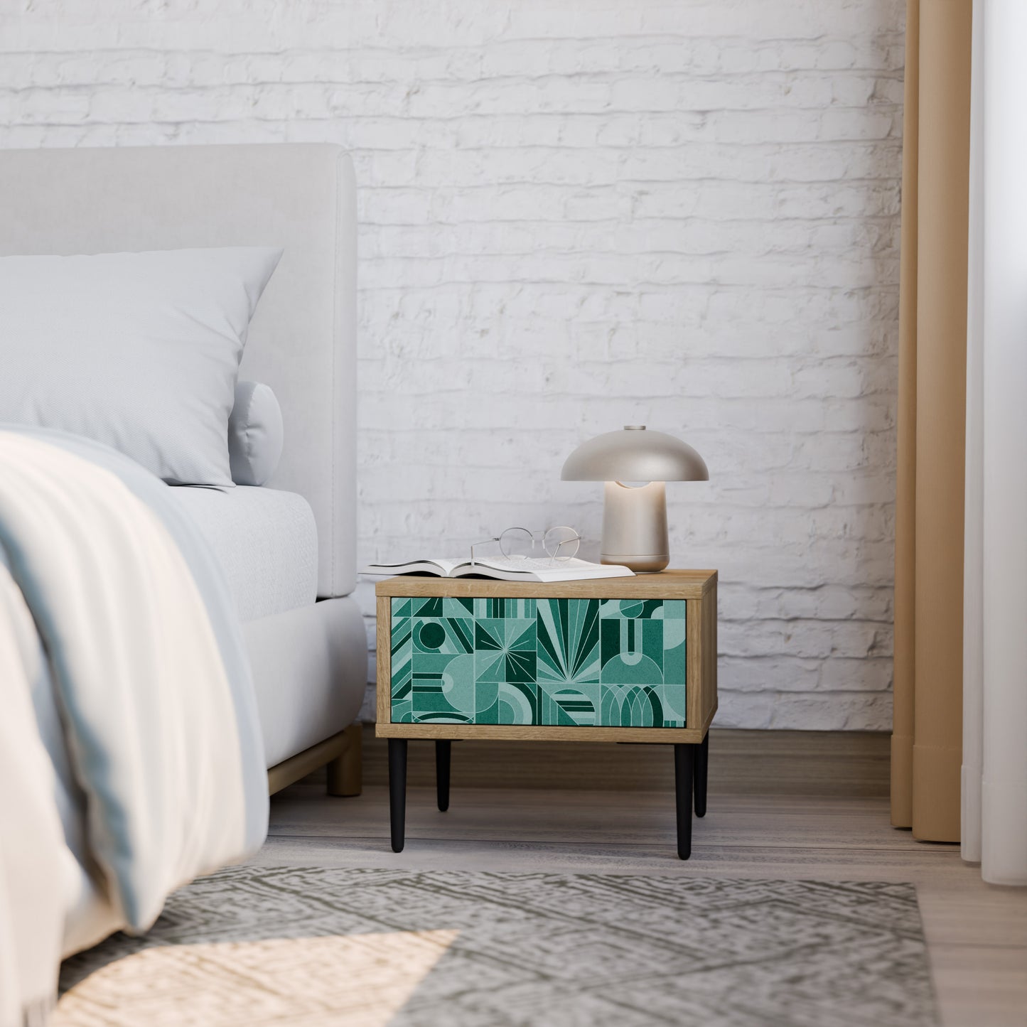HARMONIC GRID Nightstand in Oak Effect