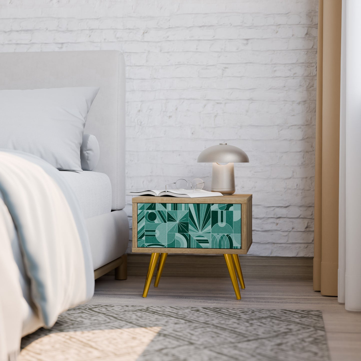 HARMONIC GRID Nightstand in Oak Effect