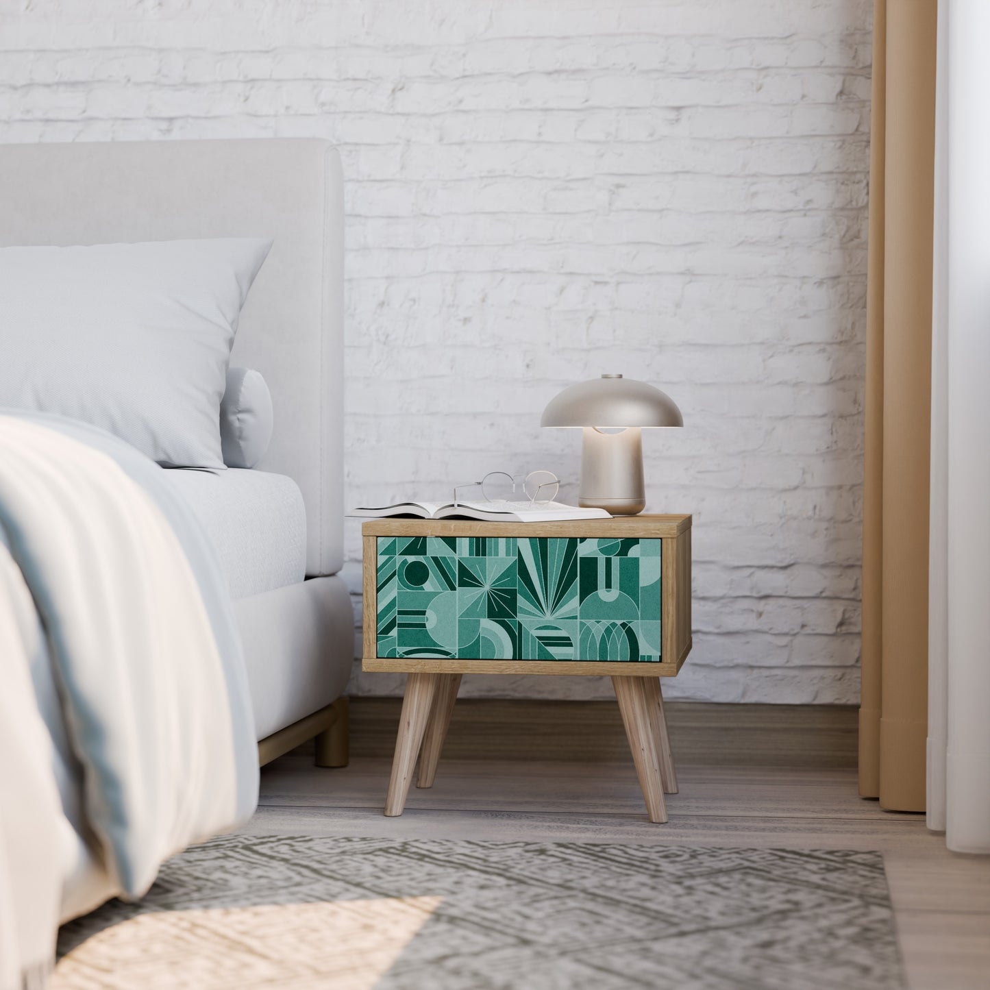 HARMONIC GRID Nightstand in Oak Effect