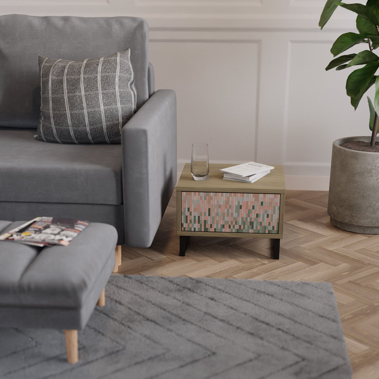 BYGGER FRAMTIDEN Nattduksbord i Oak Effect