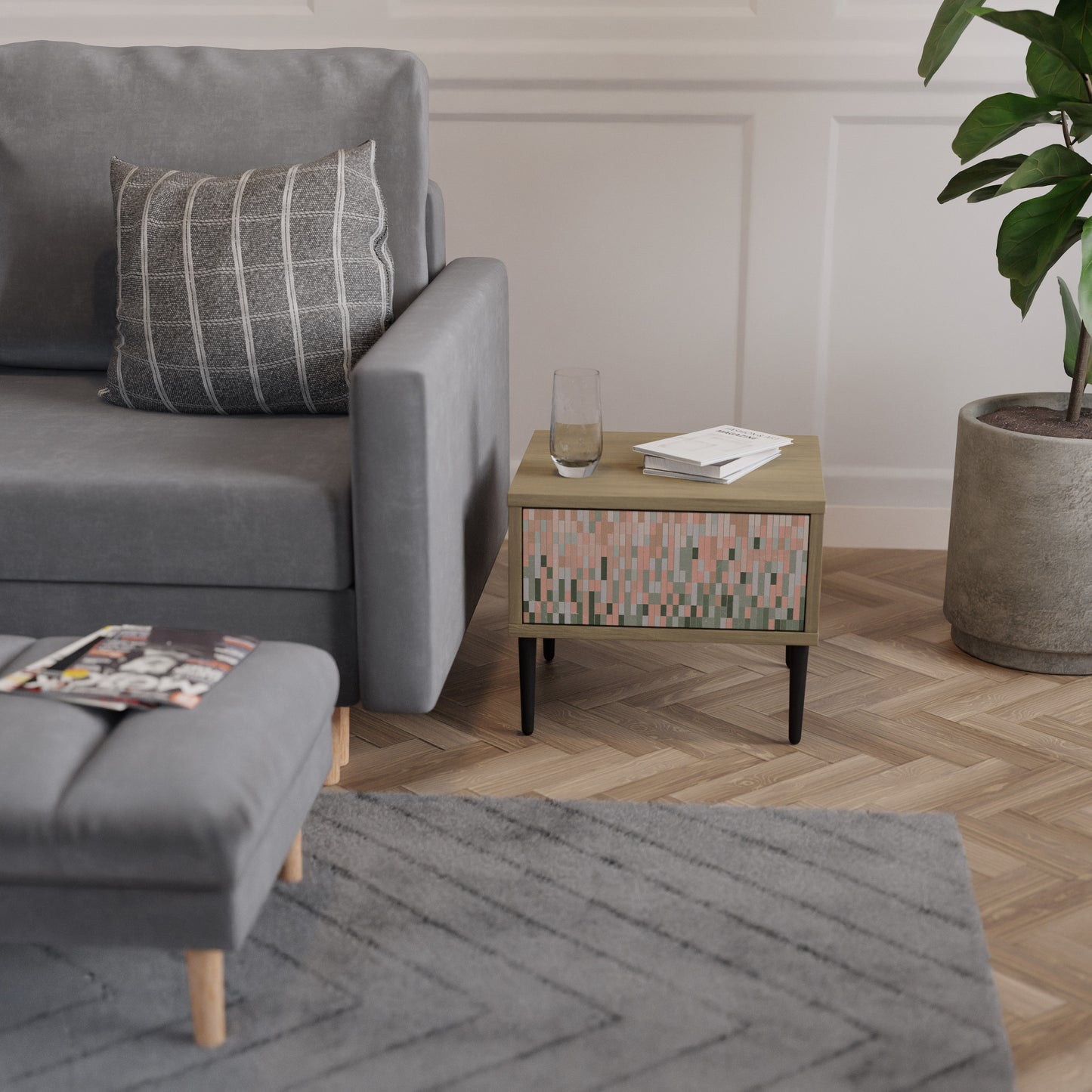 BYGGER FRAMTIDEN Nattduksbord i Oak Effect