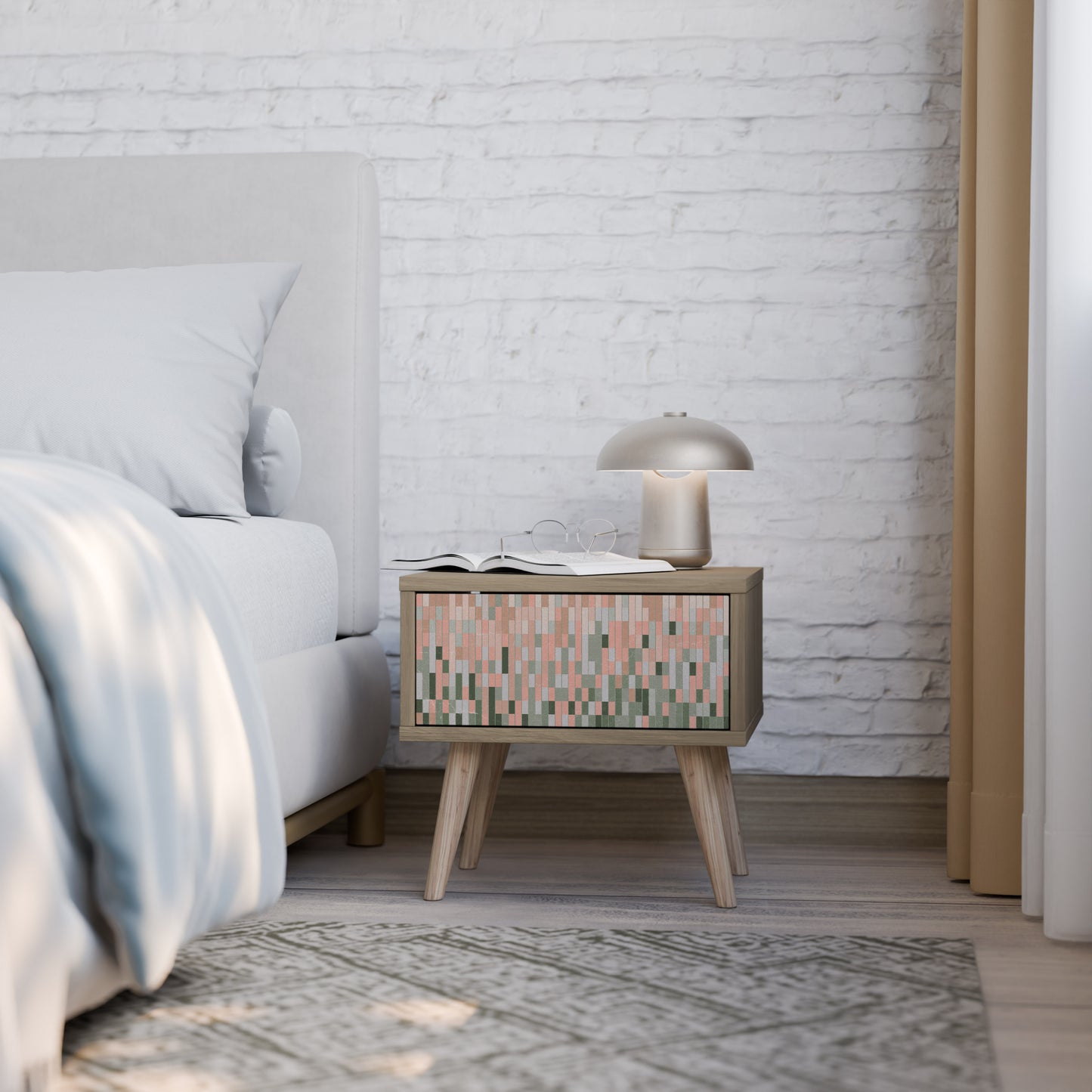 BYGGER FRAMTIDEN Nattduksbord i Oak Effect