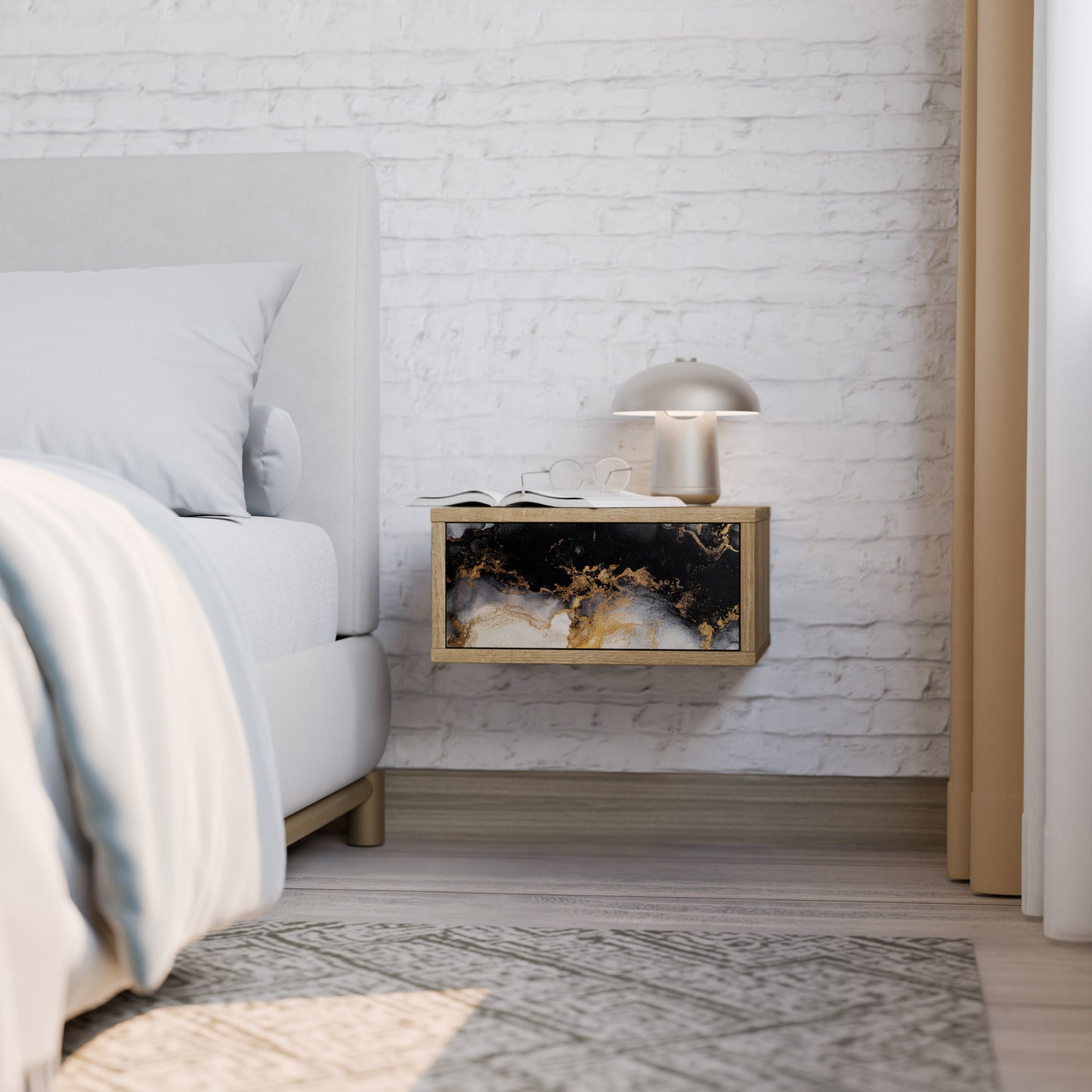 MARBLE OF MORGEN Nattduksbord i Oak Effect