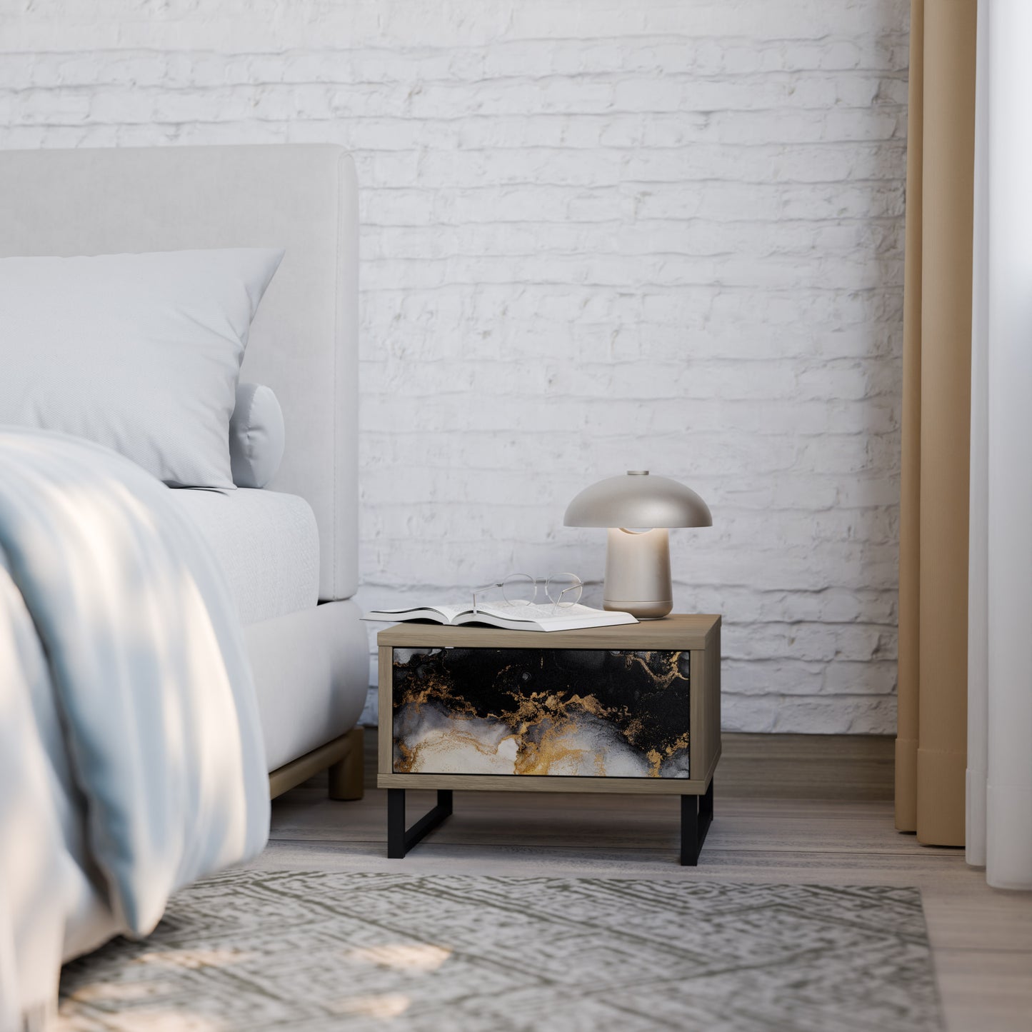 MARBLE OF MORGEN Nattduksbord i Oak Effect