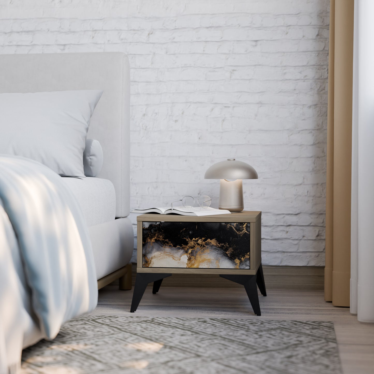 MARBLE OF MORGEN Nattduksbord i Oak Effect