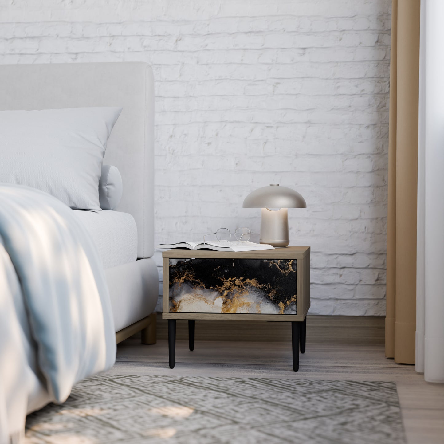 MARBLE OF MORGEN Nattduksbord i Oak Effect