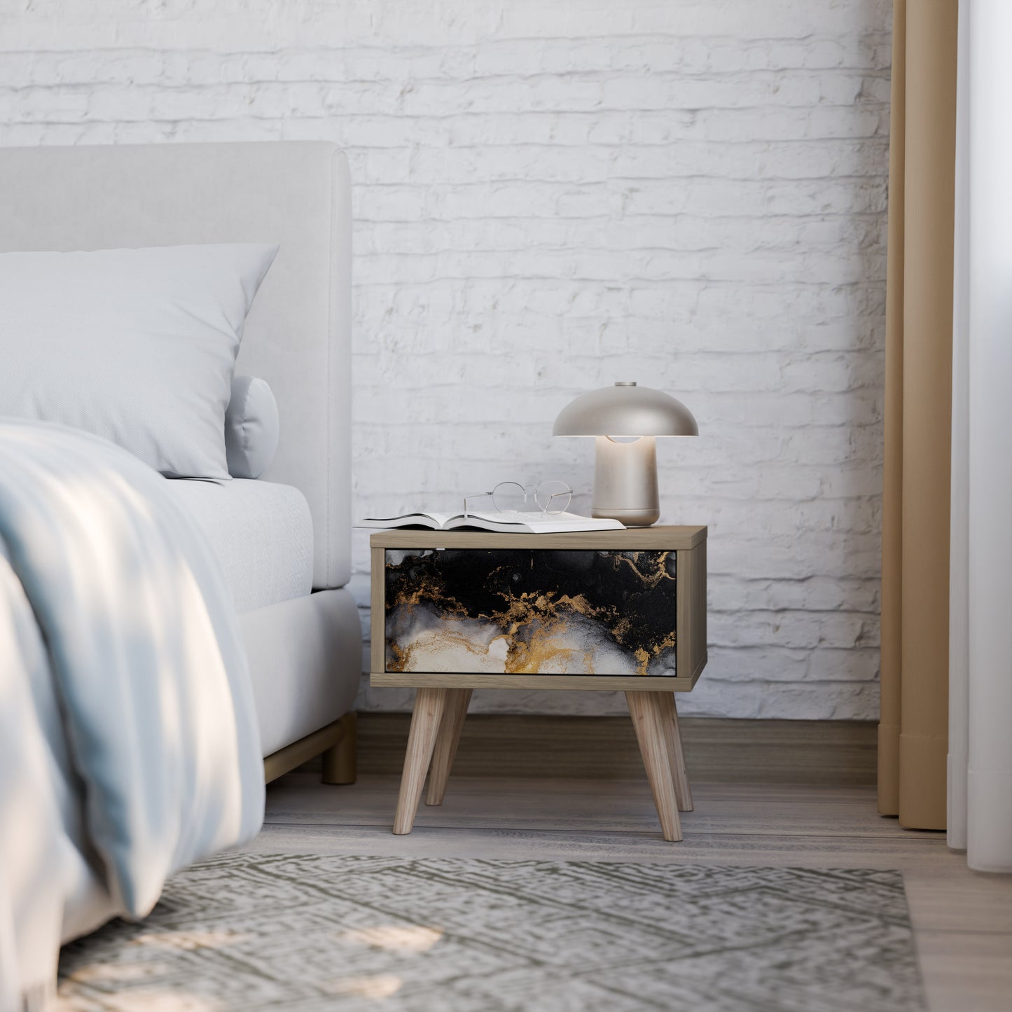 MARBLE OF MORGEN Nattduksbord i Oak Effect