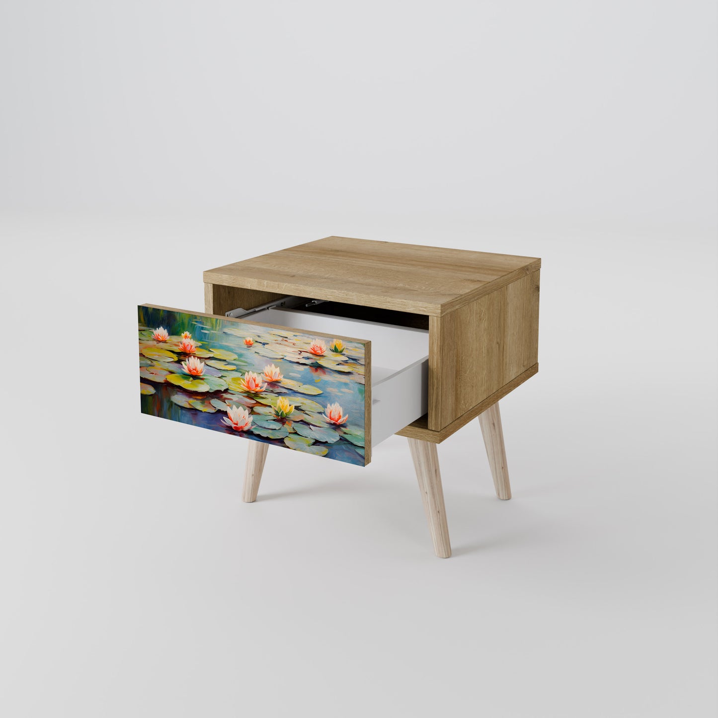 BLOOMING WATERS Nightstand in Oak Effect