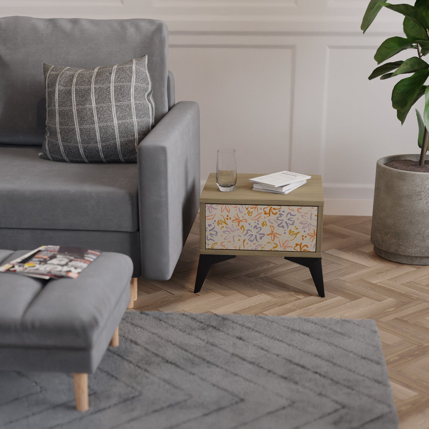 SPRING WHIMSY Nattduksbord i ekeffekt