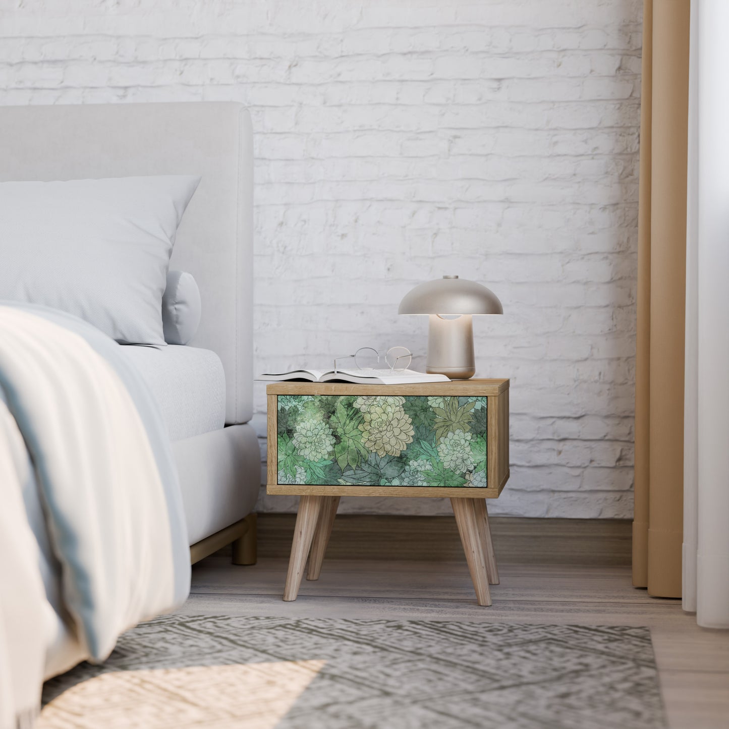 SUCCULENT CLUSTER Nightstand in Oak Effect