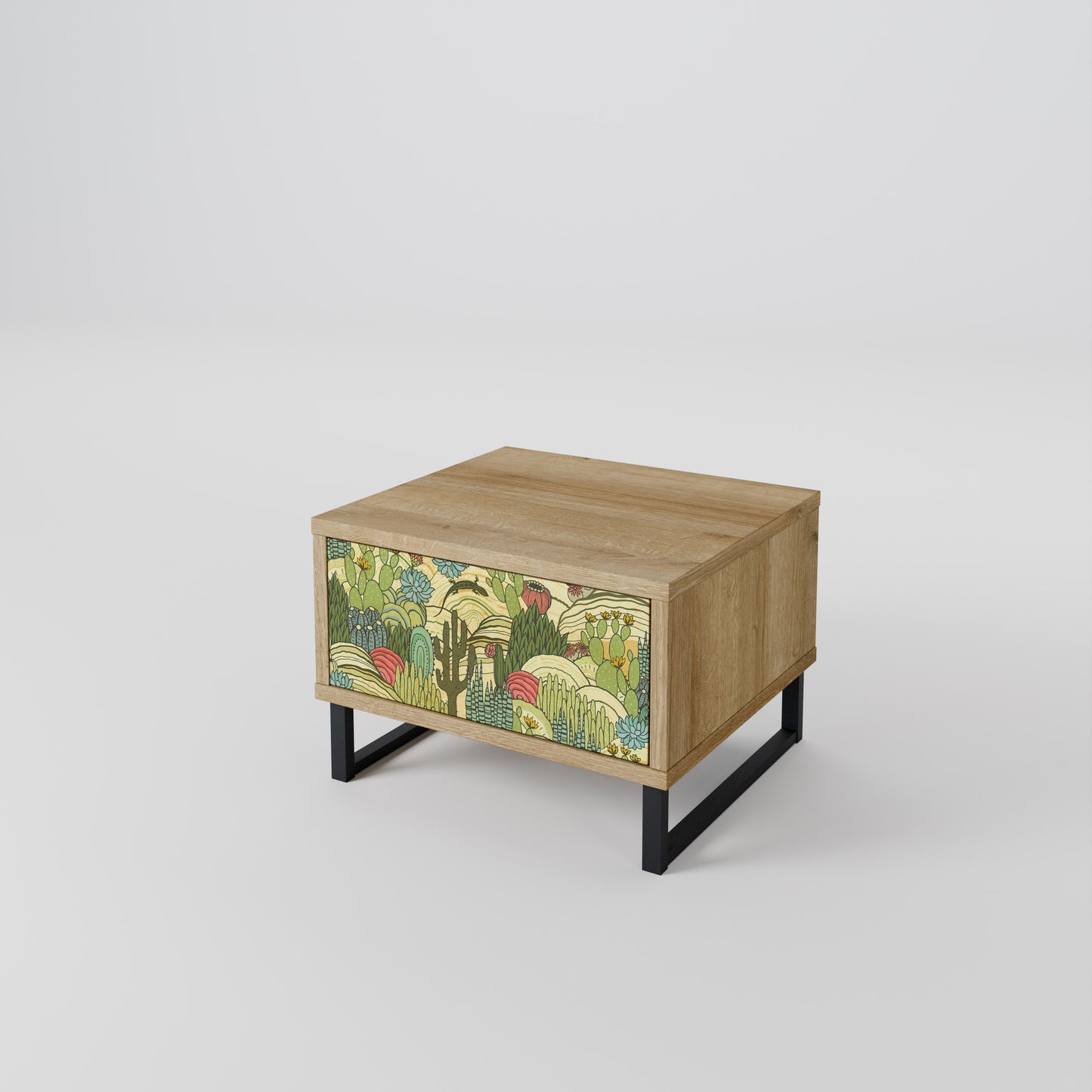 SUCCULENTS KALEIDOSCOPE Nightstand in Oak Effect