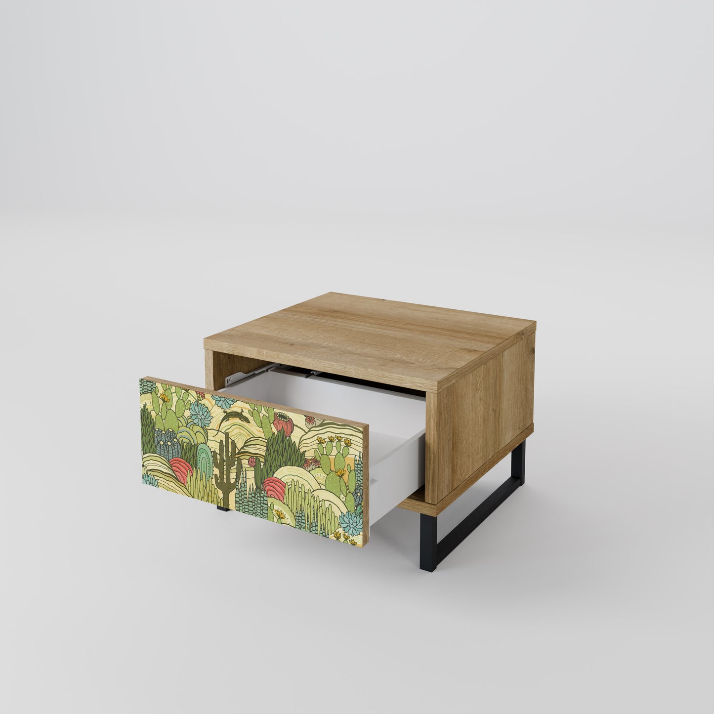 SUCCULENTS KALEIDOSCOPE Nightstand in Oak Effect