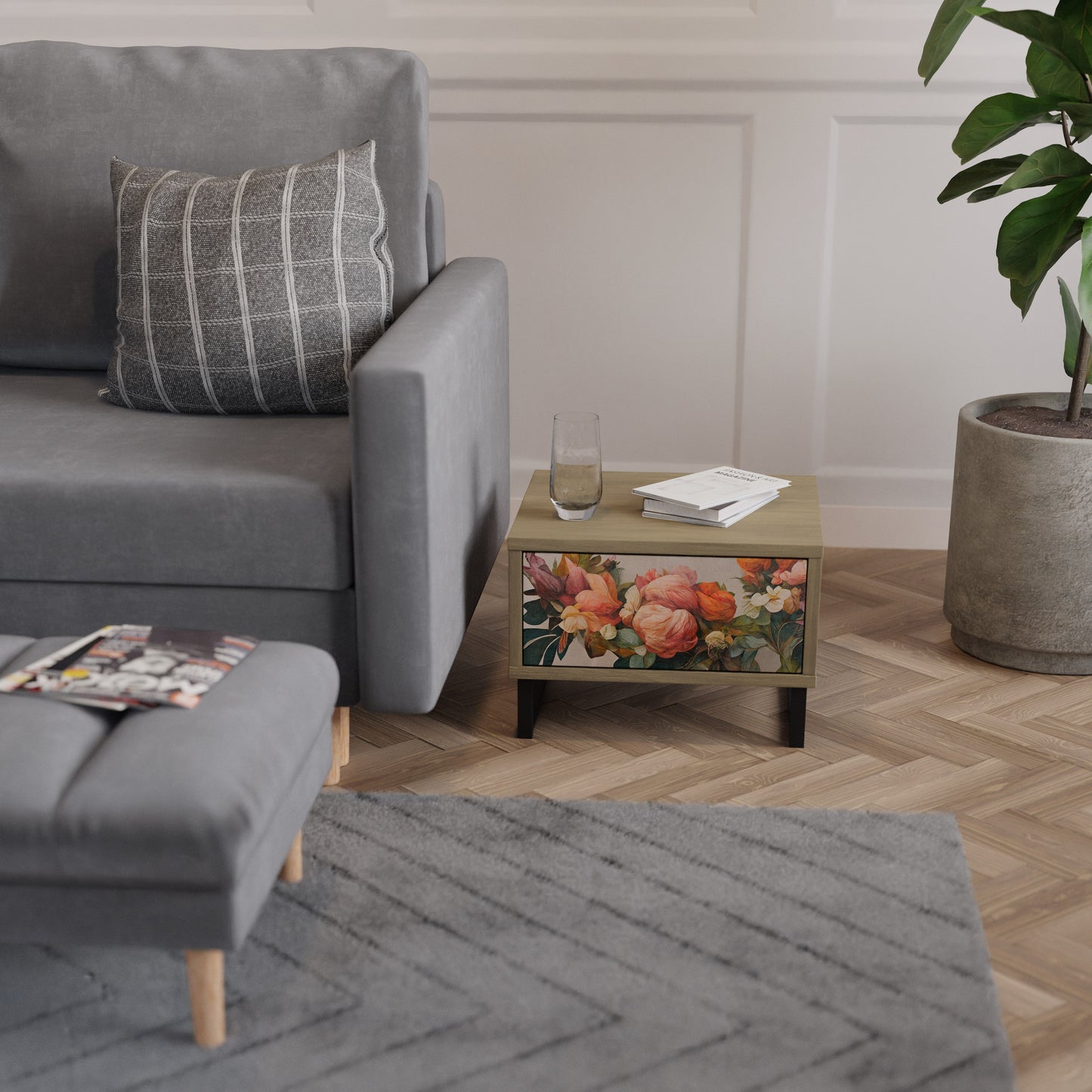 STYLISH BEAUTY Nattduksbord i Oak Effect