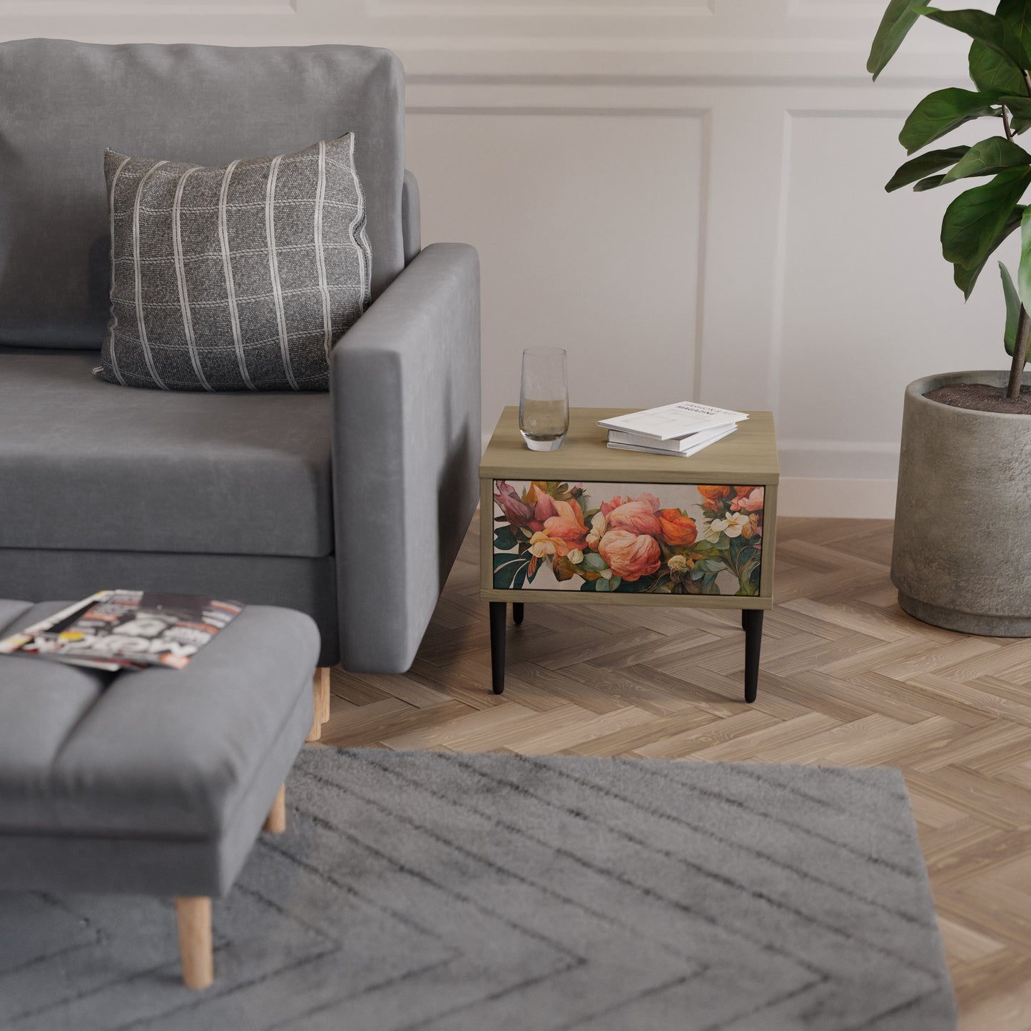 STYLISH BEAUTY Nattduksbord i Oak Effect