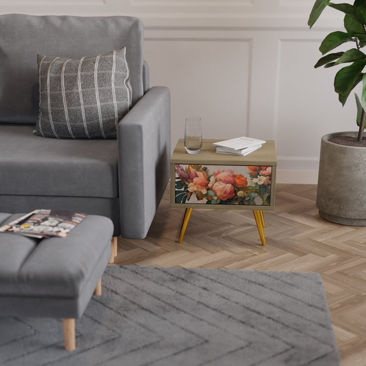 STYLISH BEAUTY Nattduksbord i Oak Effect