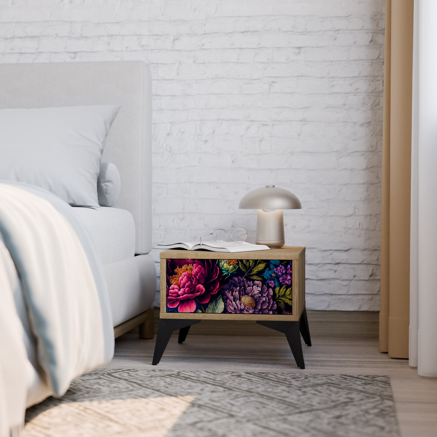 BLOOMING ELEGANCE Nattduksbord i ekeffekt
