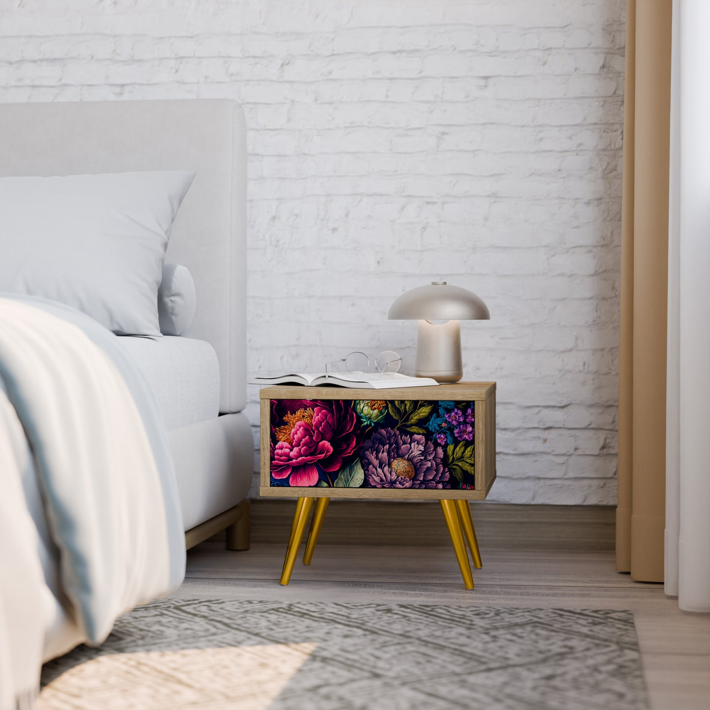 BLOOMING ELEGANCE Nattduksbord i ekeffekt