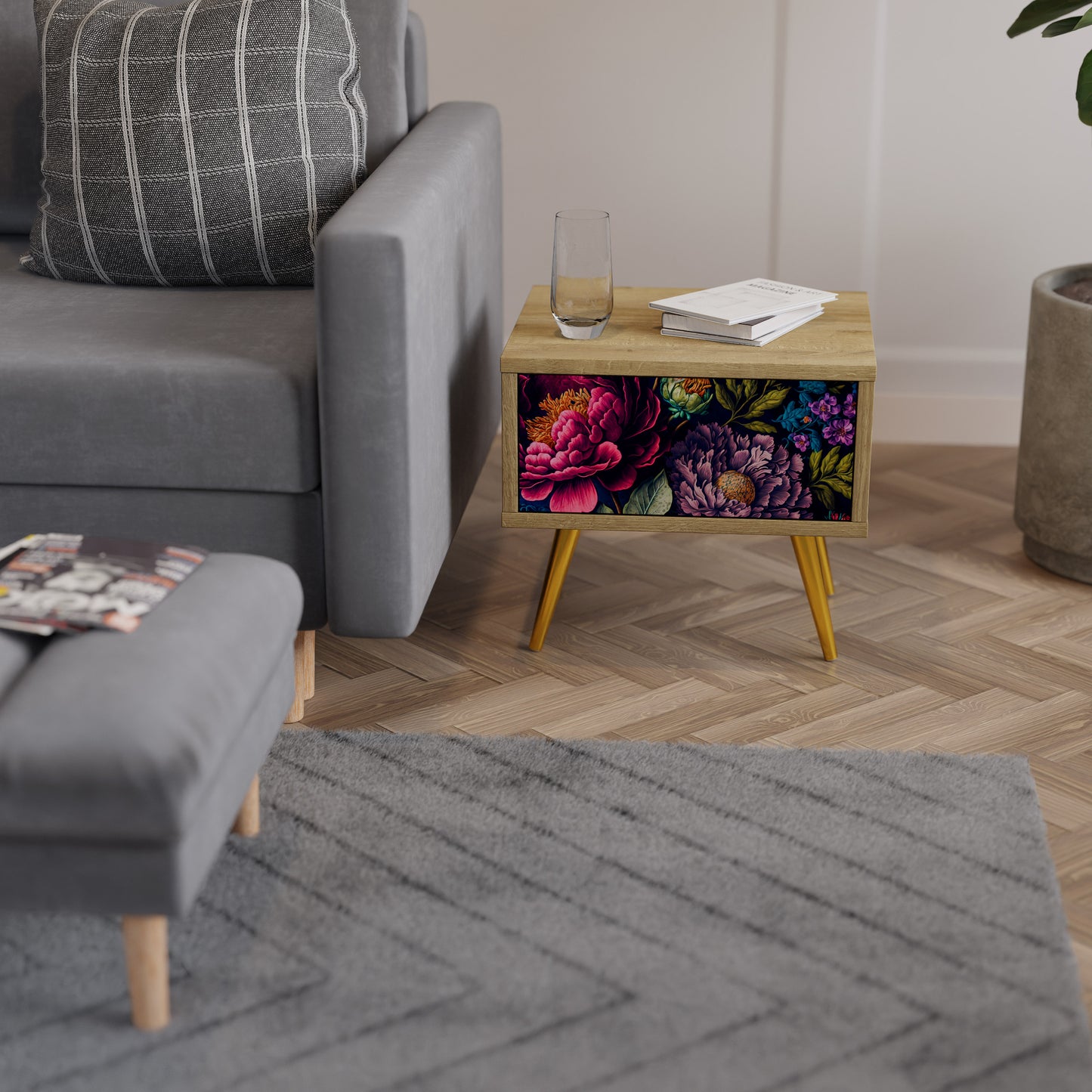 BLOOMING ELEGANCE Nattduksbord i ekeffekt