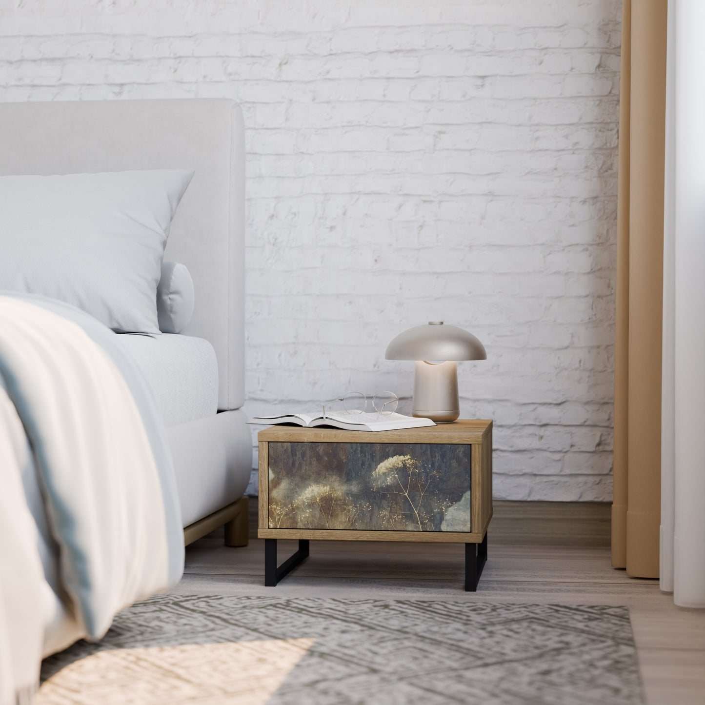 GENTLE POWER Nightstand in Oak Effect