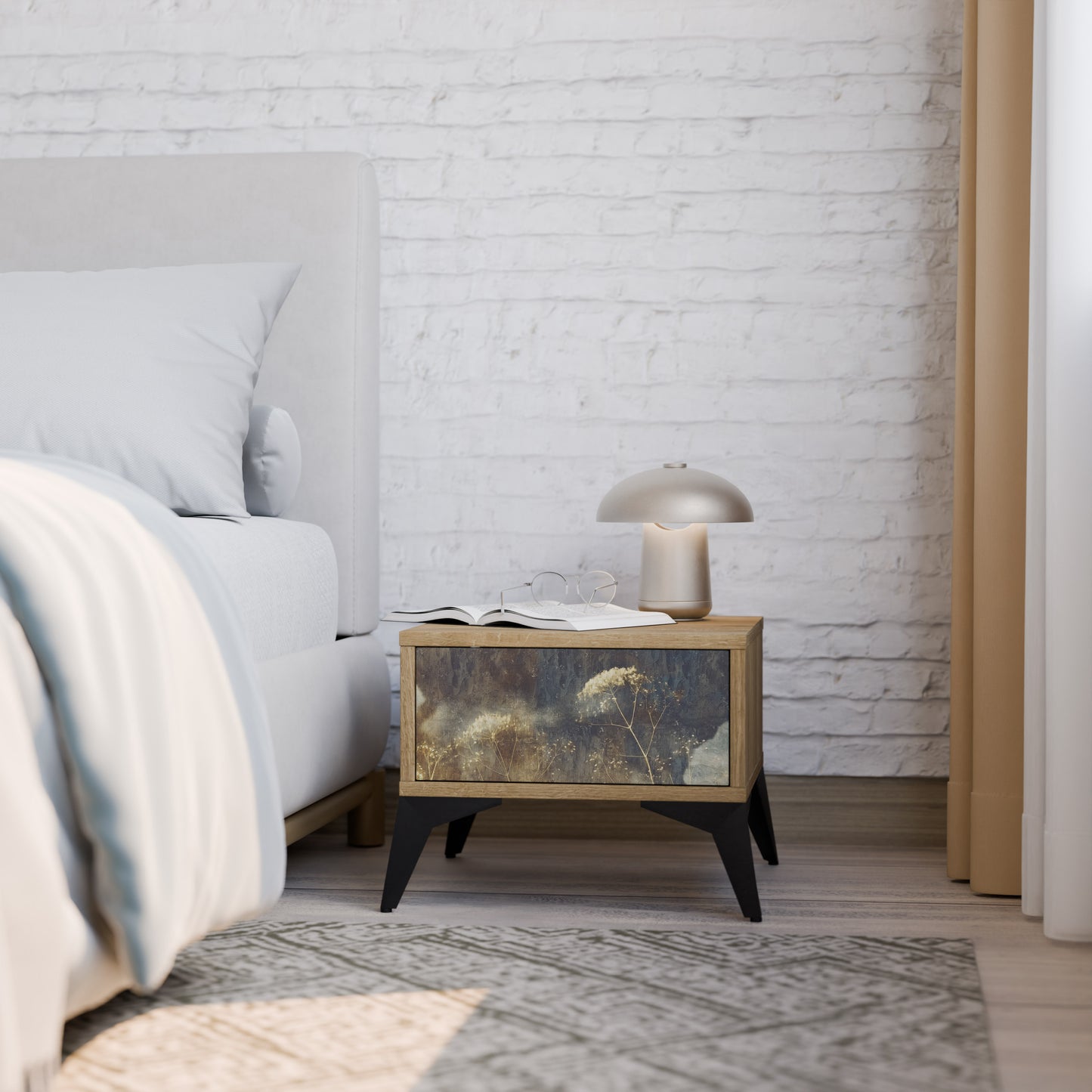 GENTLE POWER Nightstand in Oak Effect