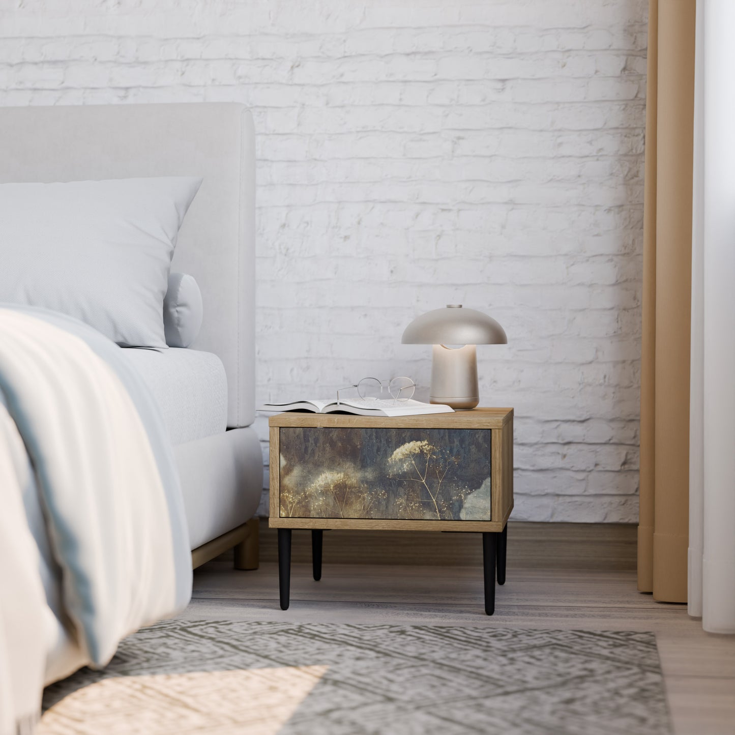 GENTLE POWER Nightstand in Oak Effect