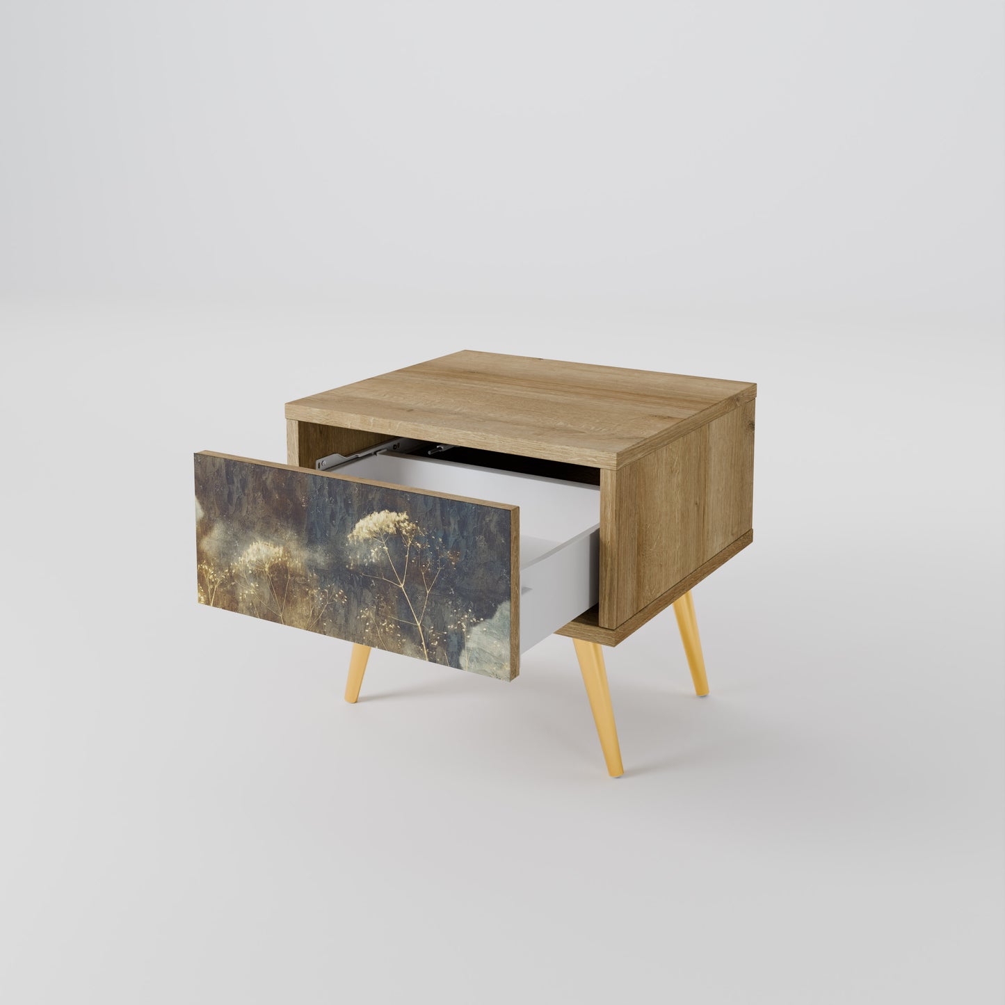 GENTLE POWER Nightstand in Oak Effect