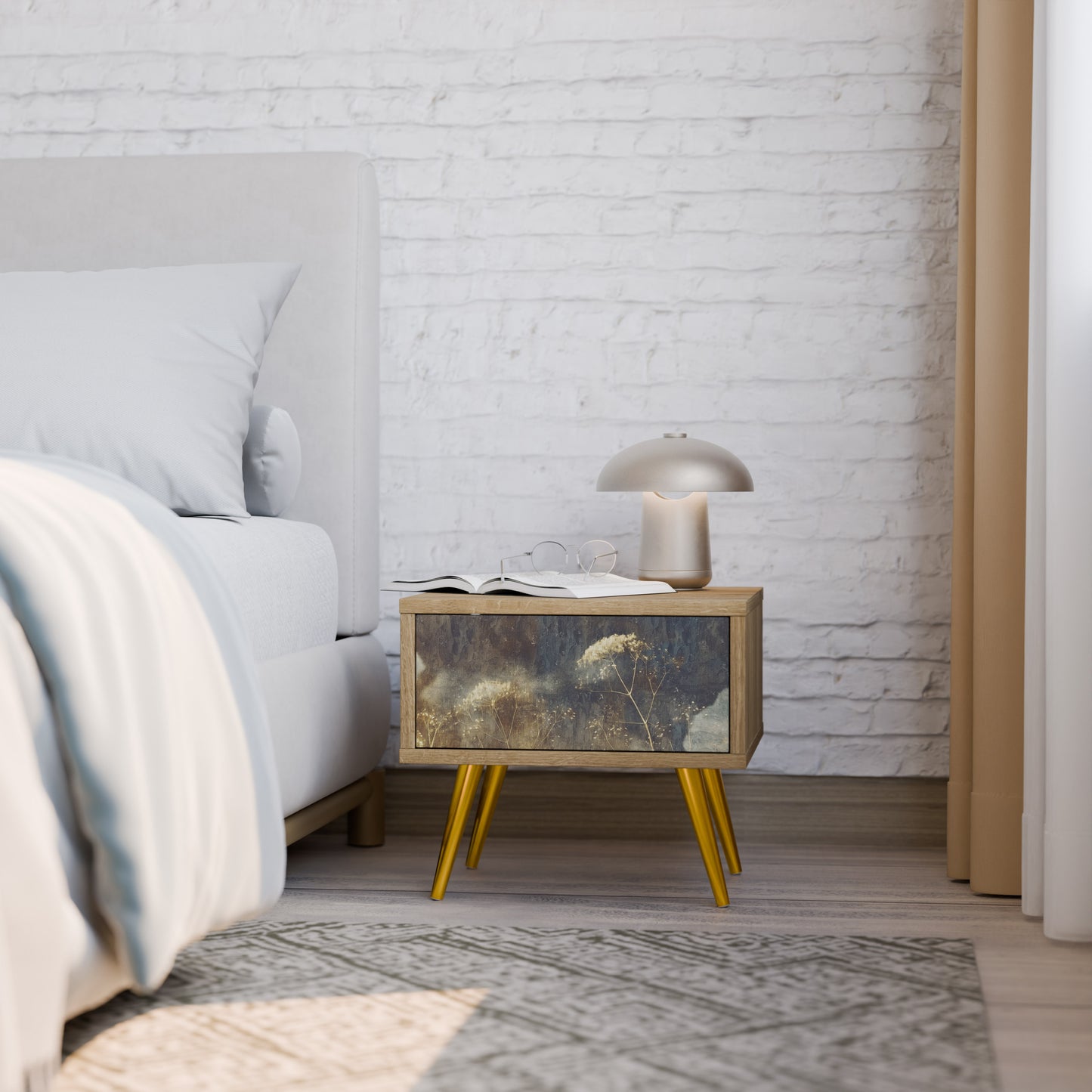 GENTLE POWER Nightstand in Oak Effect