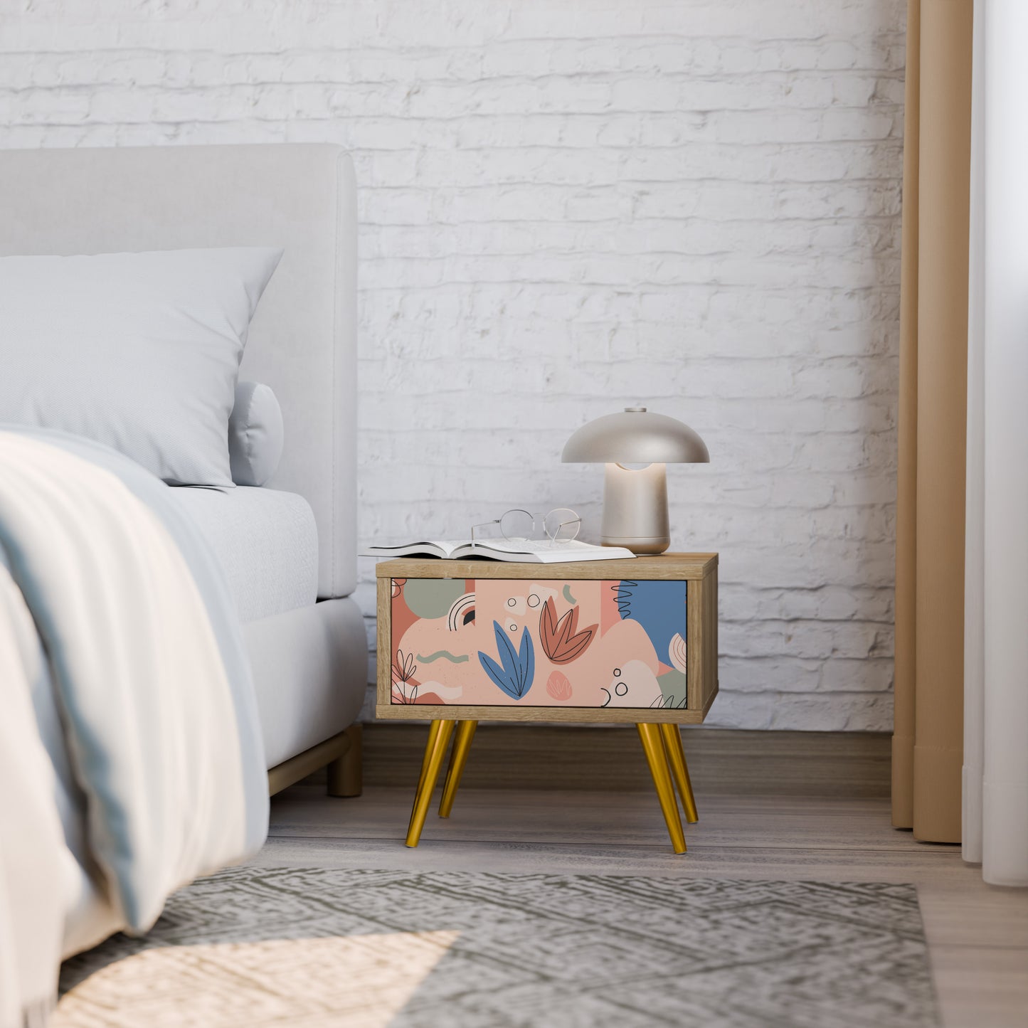 PASTEL DESTINY Nightstand in Oak Effect