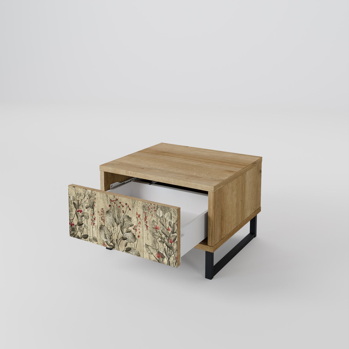HERBAL GRACE Nightstand in Oak Effect
