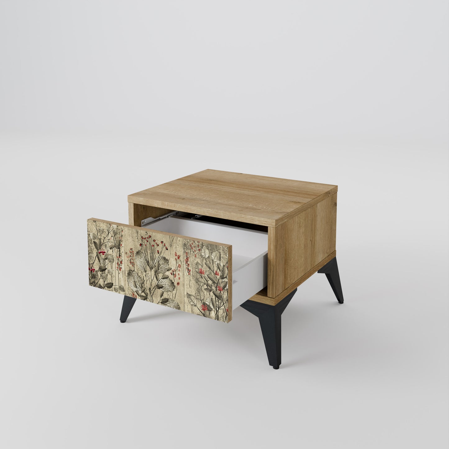 HERBAL GRACE Nightstand in Oak Effect