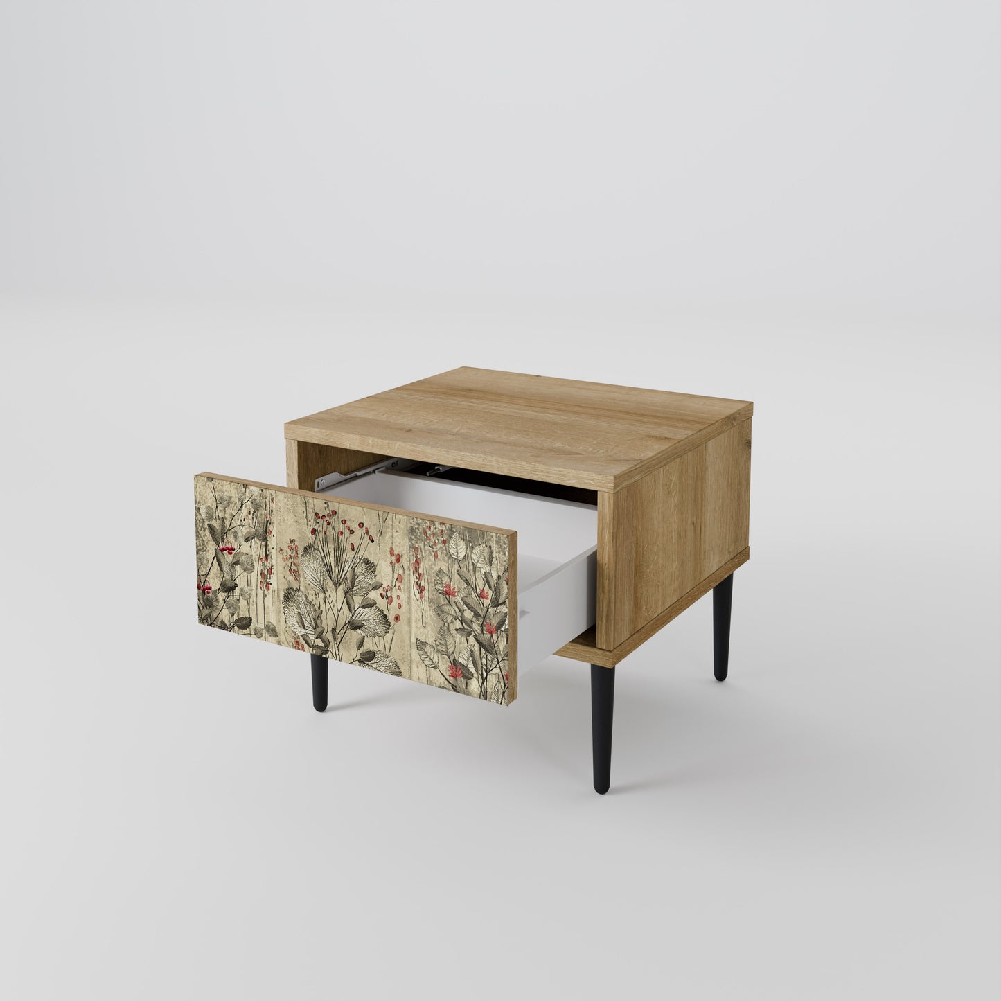 HERBAL GRACE Nightstand in Oak Effect