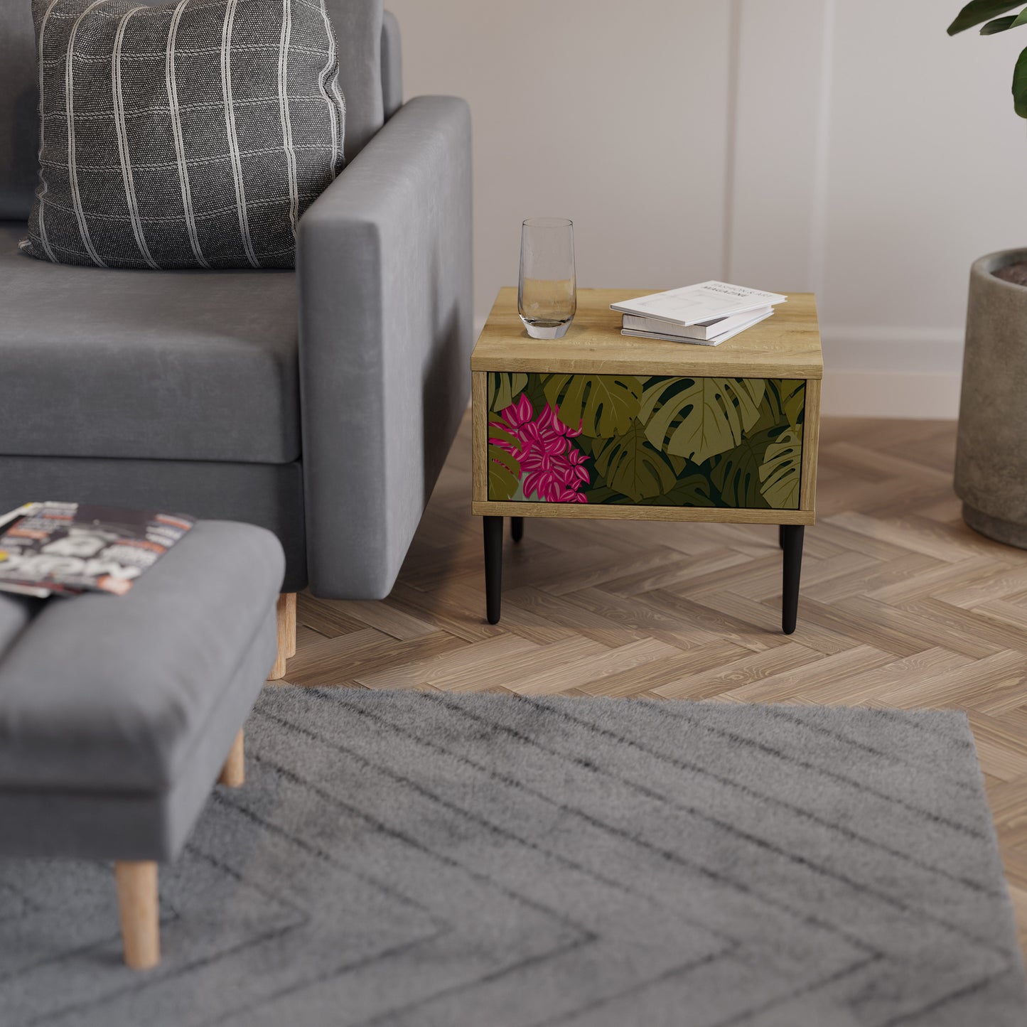 TROPICAL BEAUTY Nattduksbord i ekeffekt