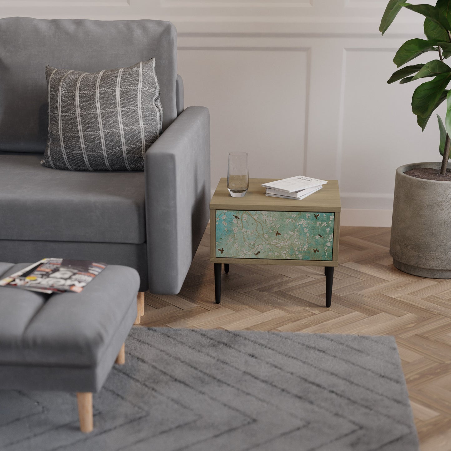 BLOOMING CHARM Nattduksbord i ekeffekt