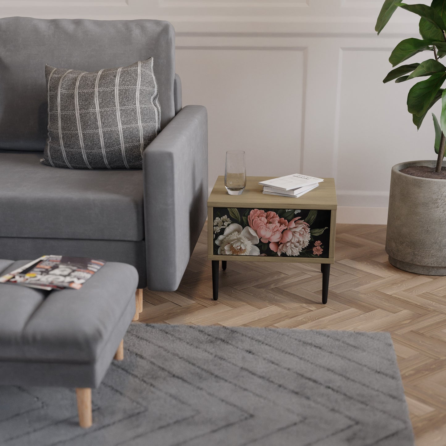 LUSH ELEGANCE Nattduksbord i ekeffekt