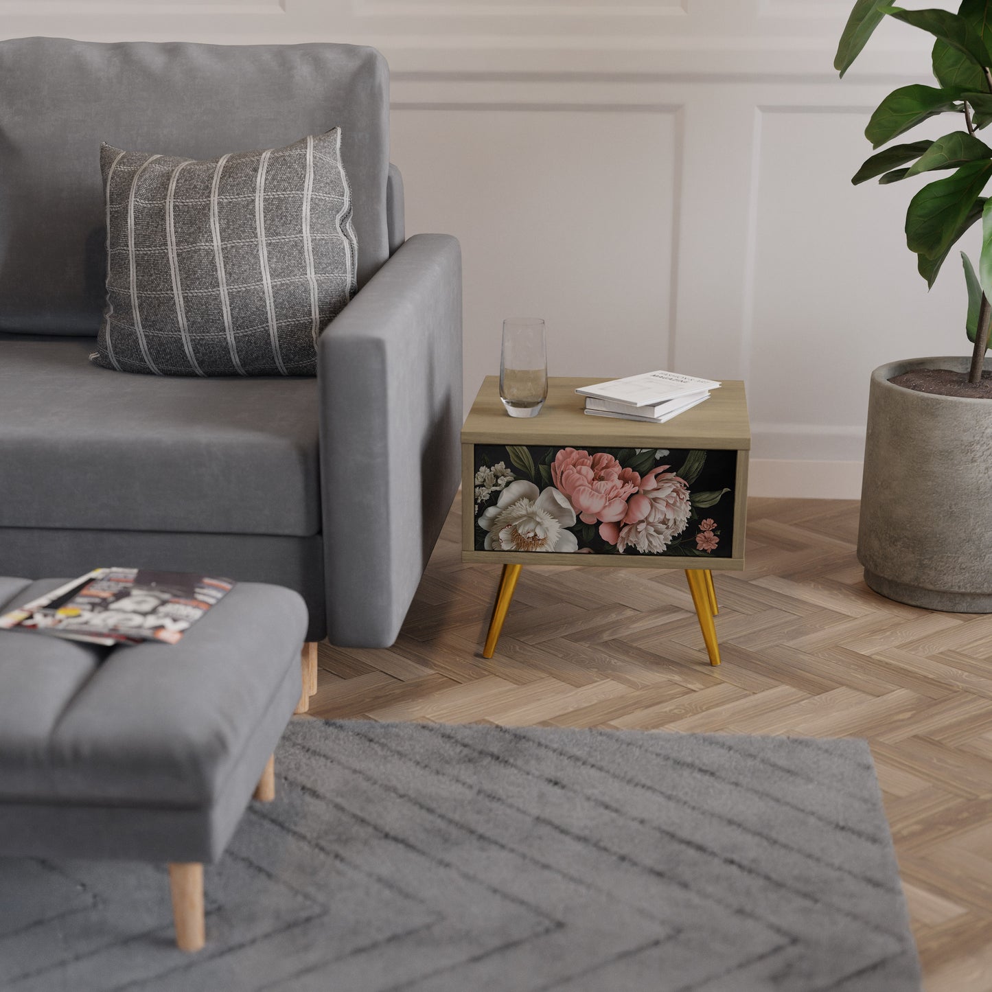 LUSH ELEGANCE Nattduksbord i ekeffekt