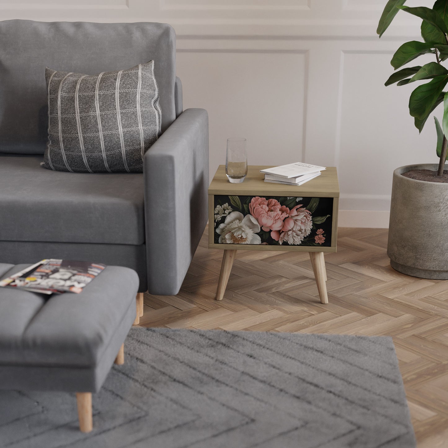 LUSH ELEGANCE Nattduksbord i ekeffekt