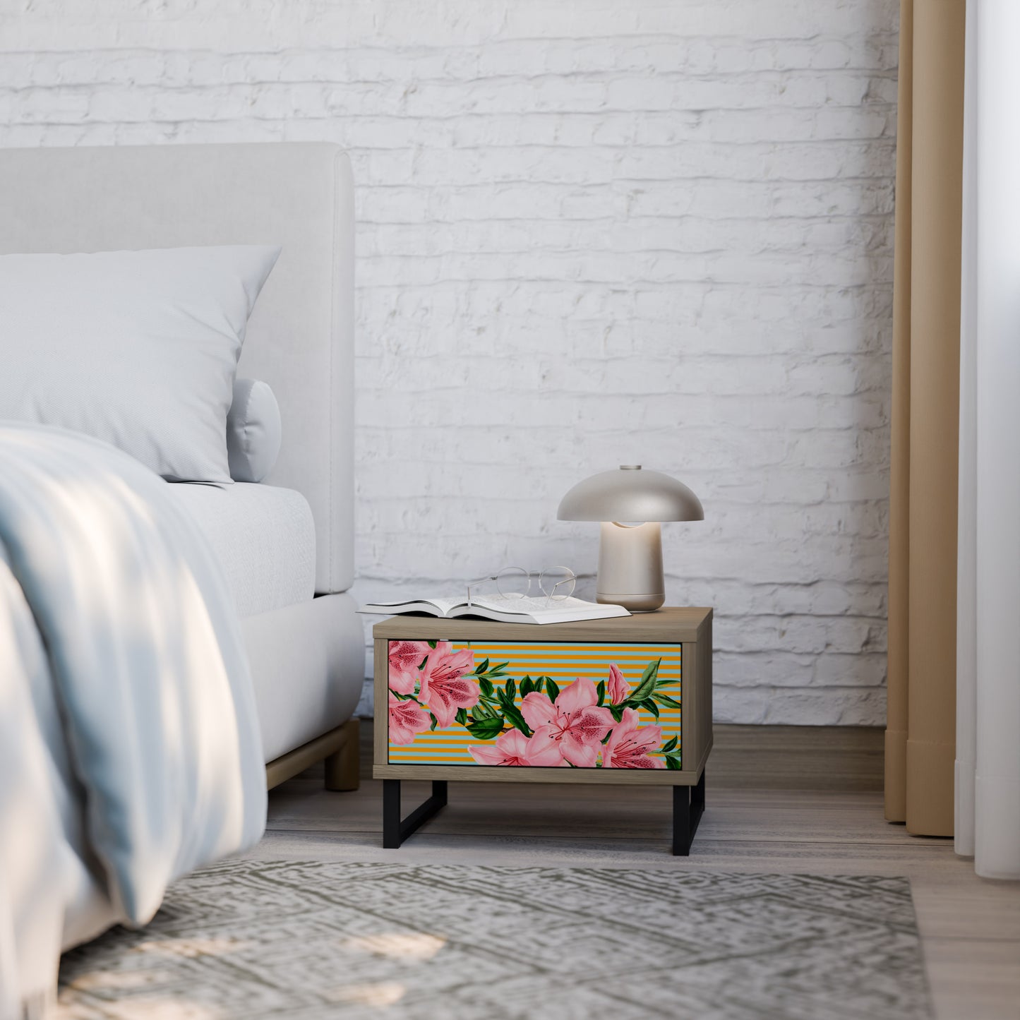 FRAGILE BEAUTY Nightstand in Oak Effect
