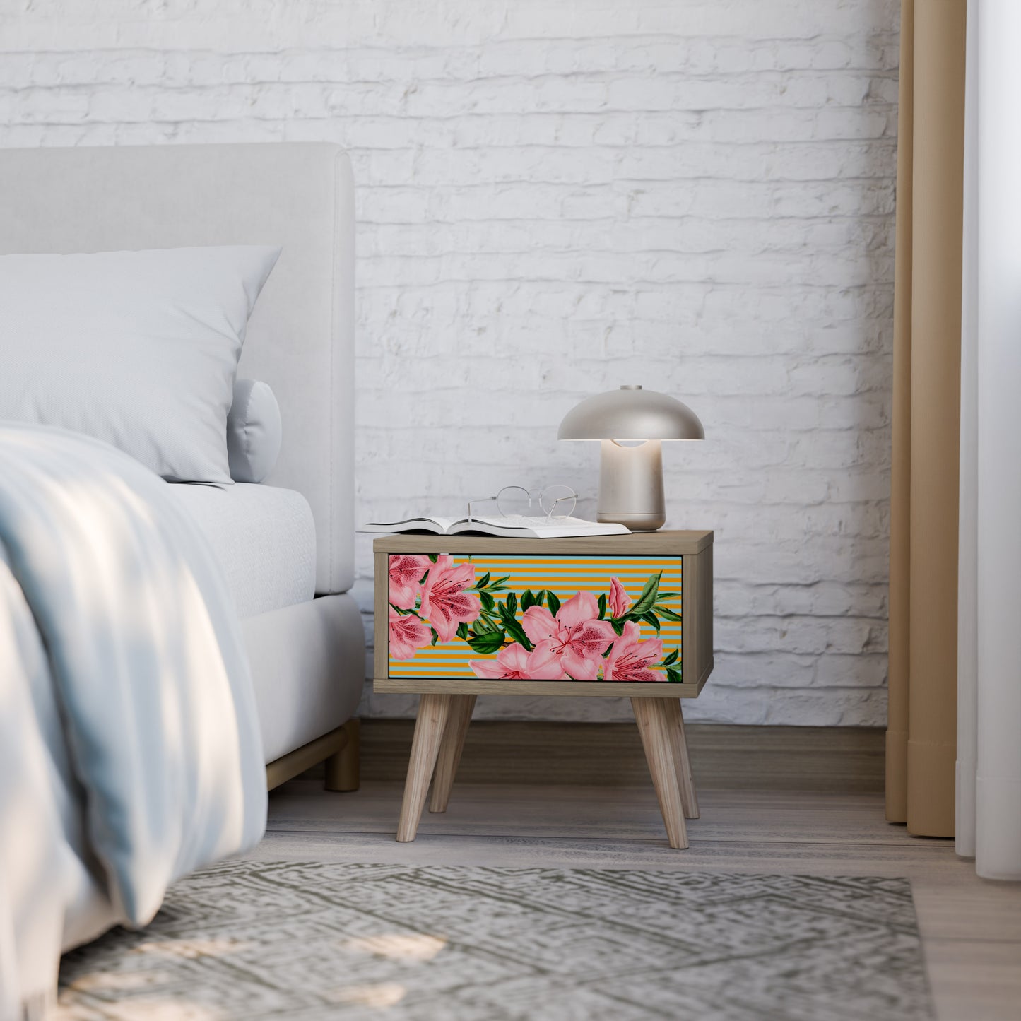 FRAGILE BEAUTY Nightstand in Oak Effect