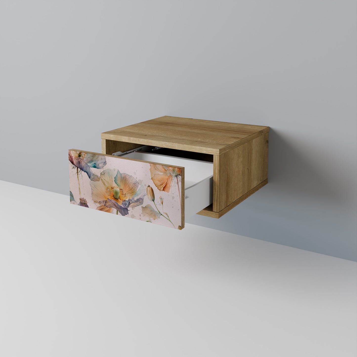 SOFTEN POPPY Nightstand in Oak Effect