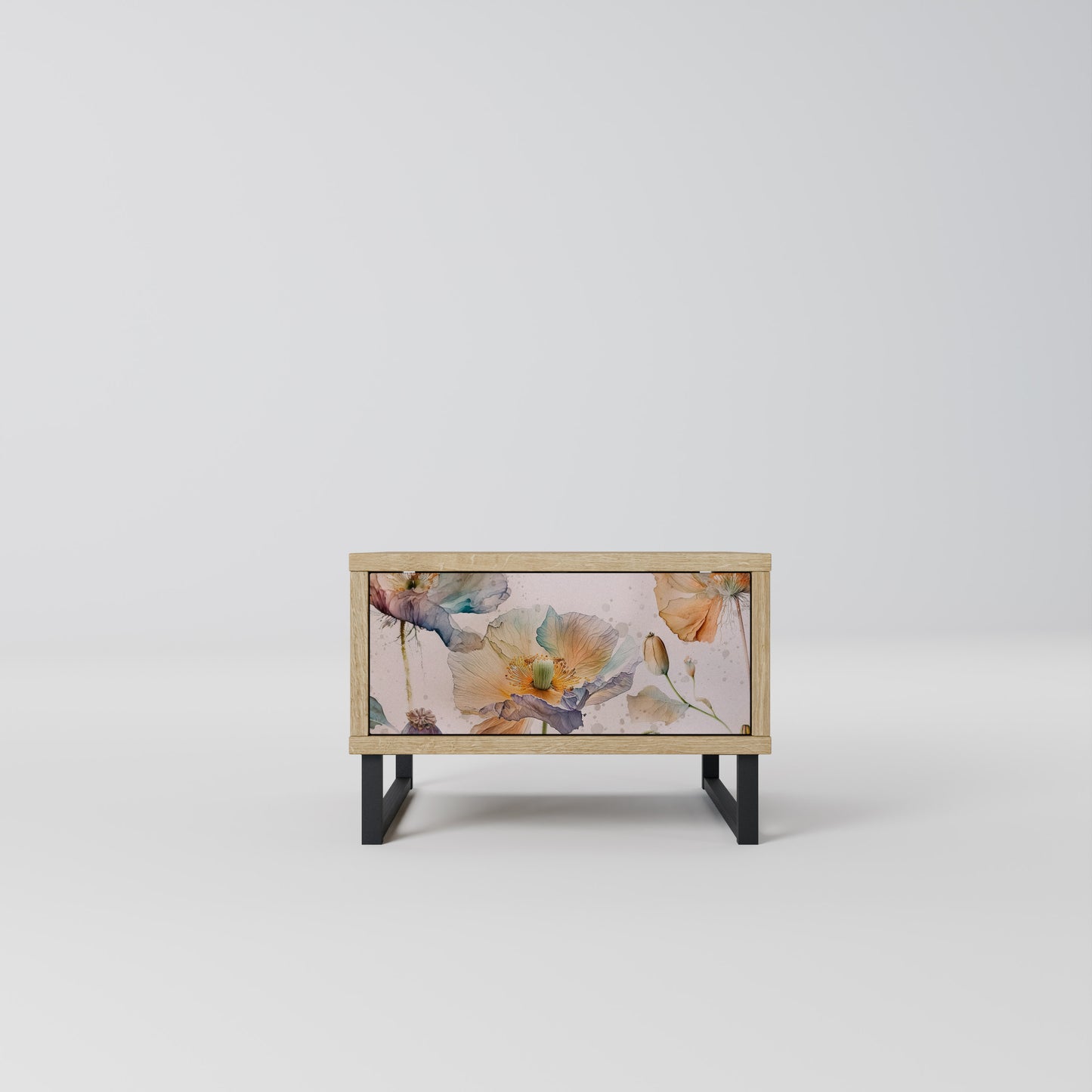 SOFTEN POPPY Nightstand in Oak Effect