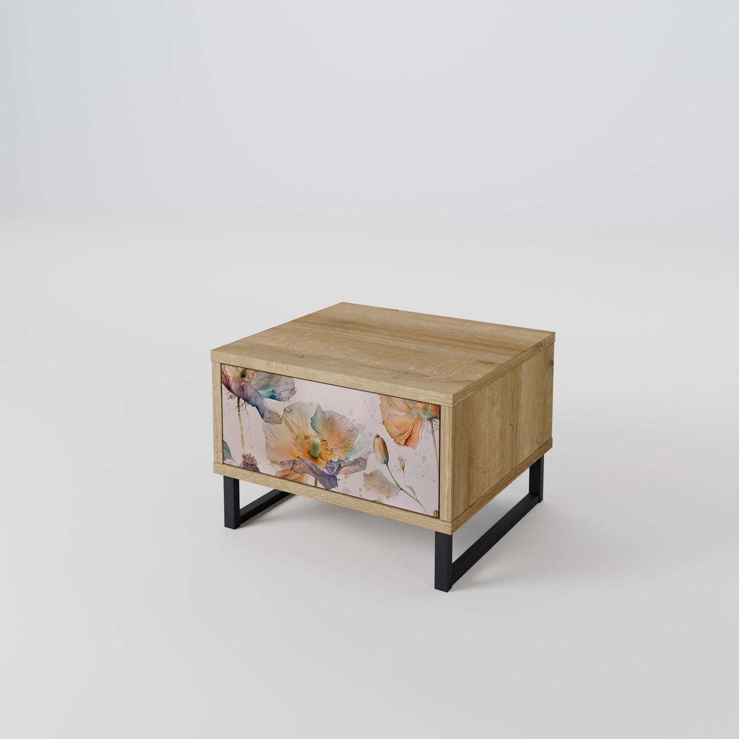 SOFTEN POPPY Nightstand in Oak Effect