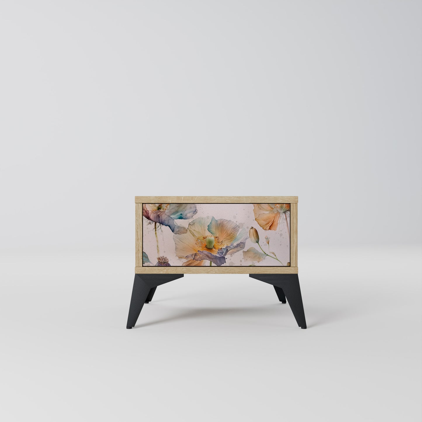 SOFTEN POPPY Nightstand in Oak Effect
