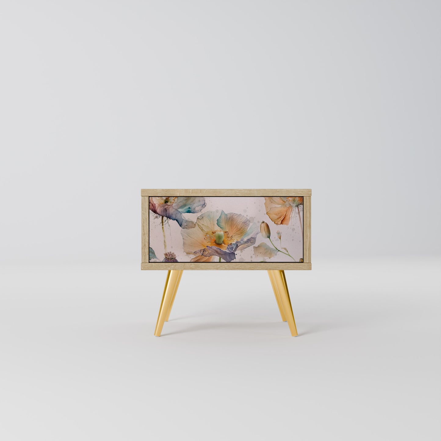 SOFTEN POPPY Nightstand in Oak Effect
