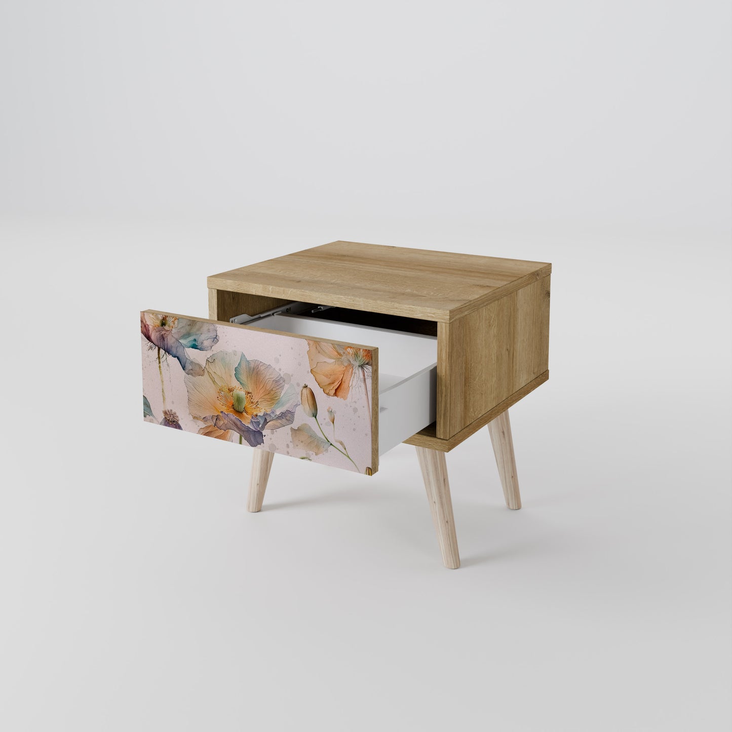 SOFTEN POPPY Nightstand in Oak Effect