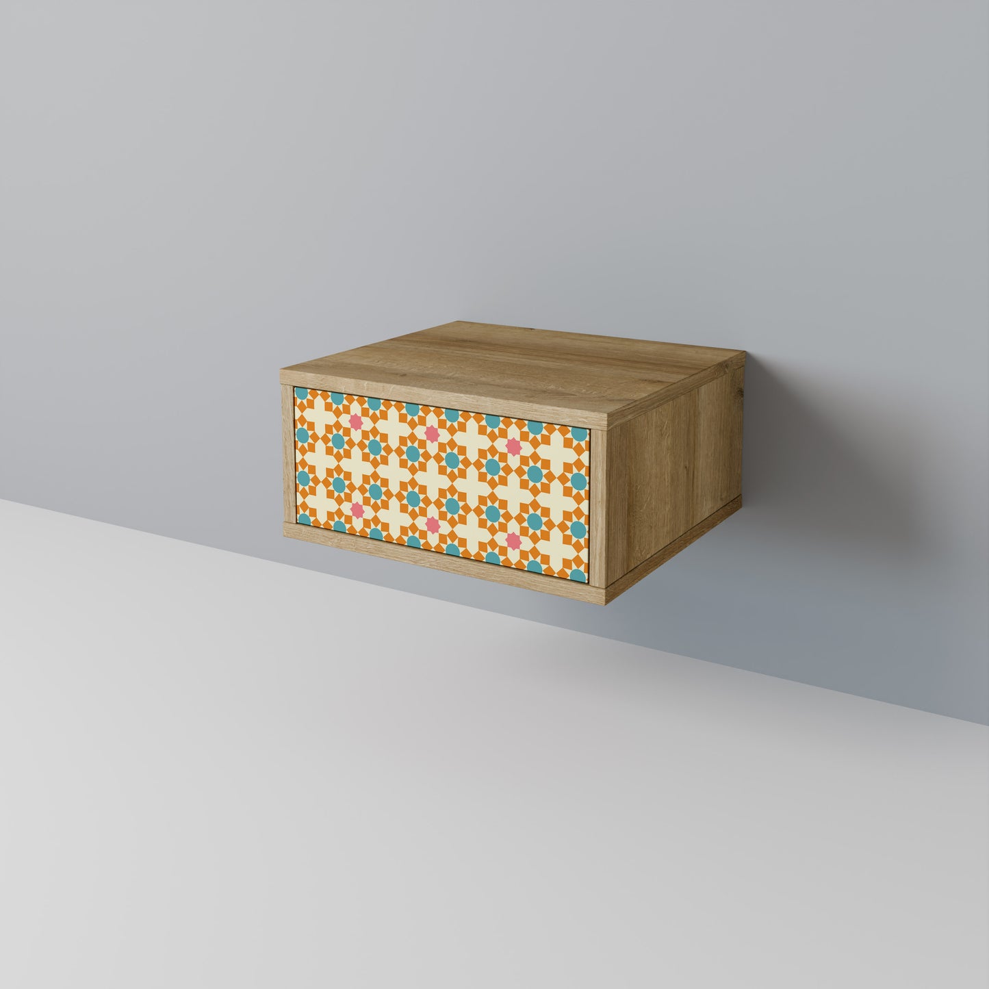 FLORAL DECOR Nightstand in Oak Effect