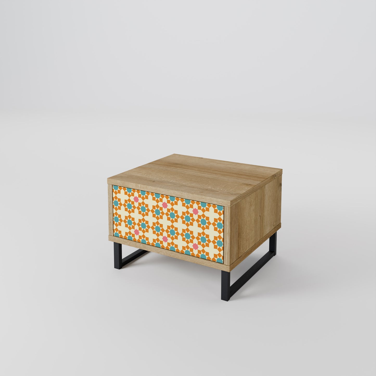 FLORAL DECOR Nightstand in Oak Effect