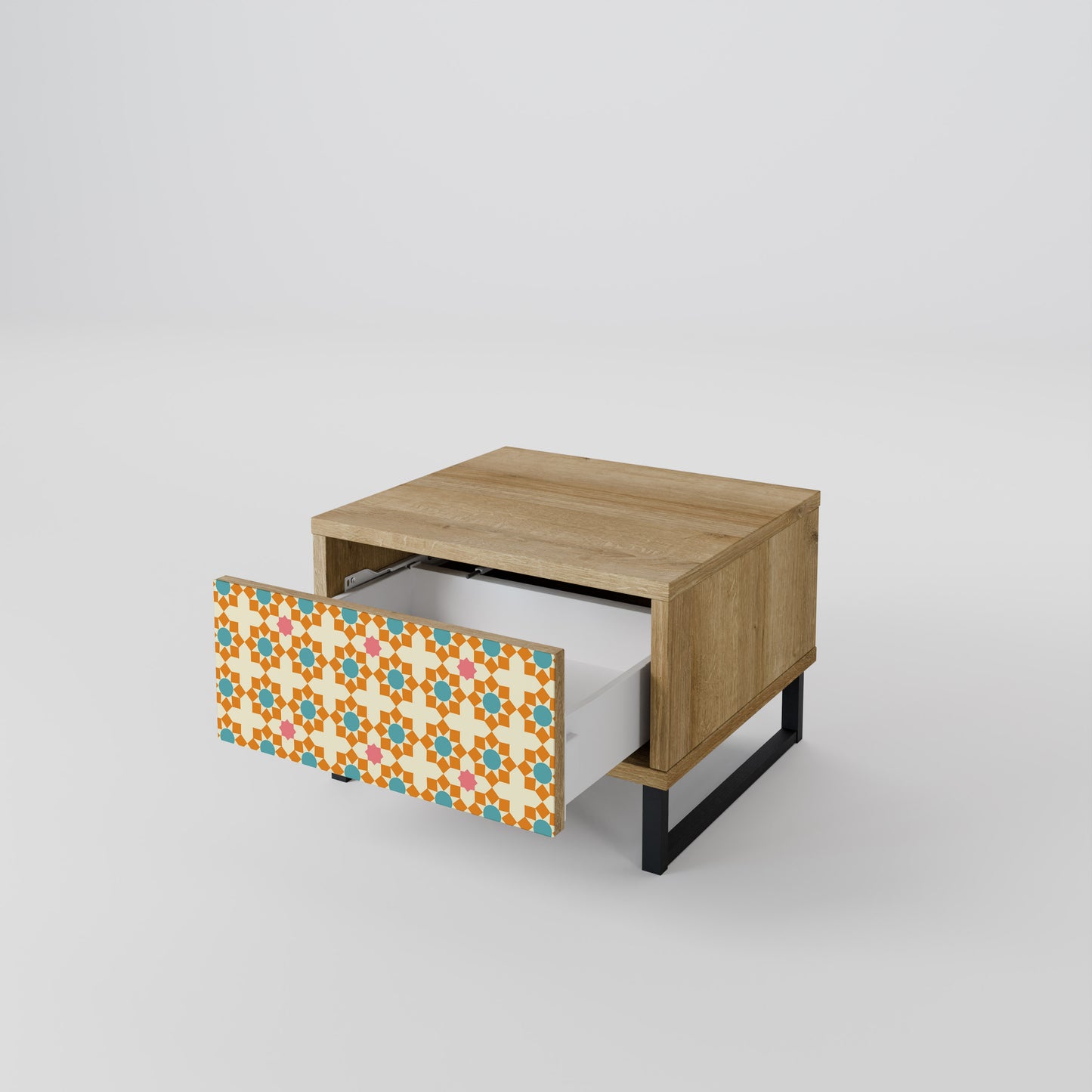 FLORAL DECOR Nightstand in Oak Effect