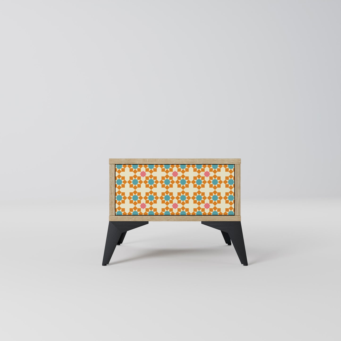 FLORAL DECOR Nightstand in Oak Effect