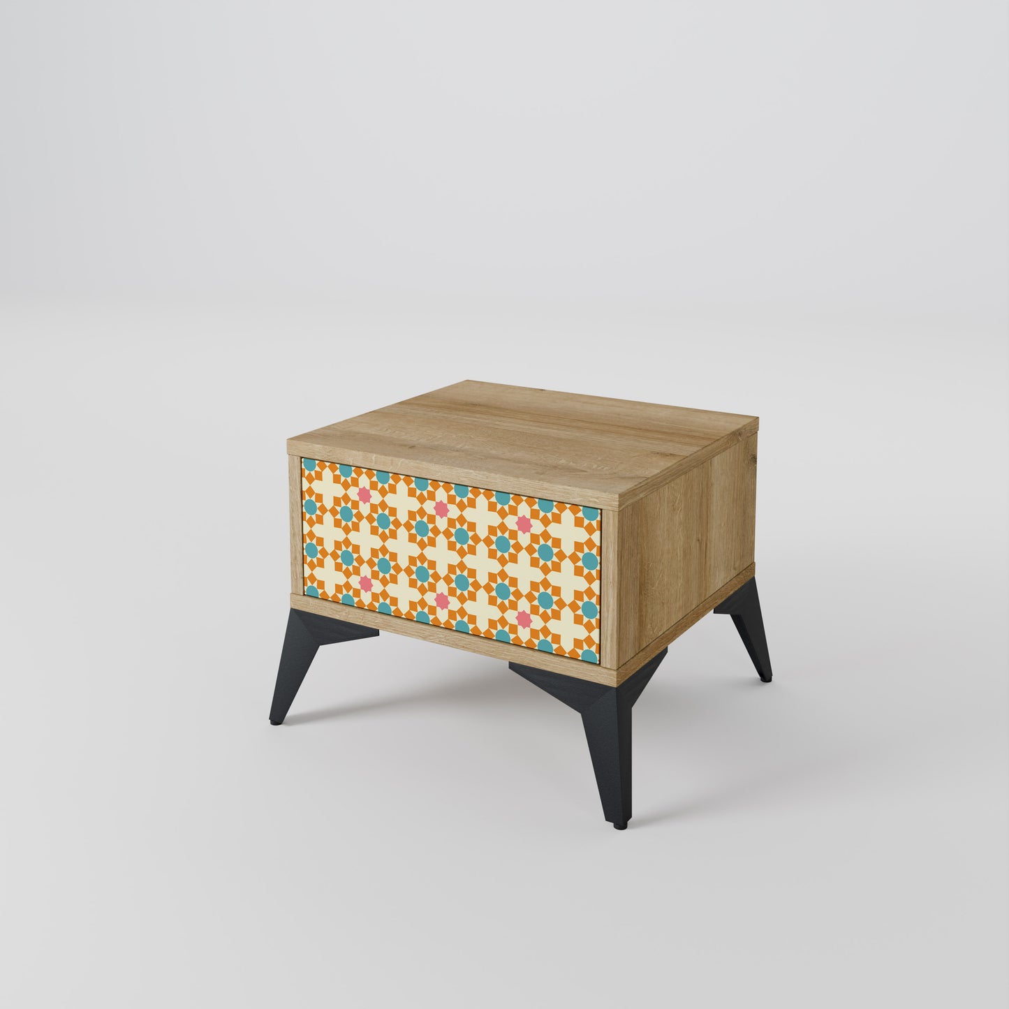 FLORAL DECOR Nightstand in Oak Effect