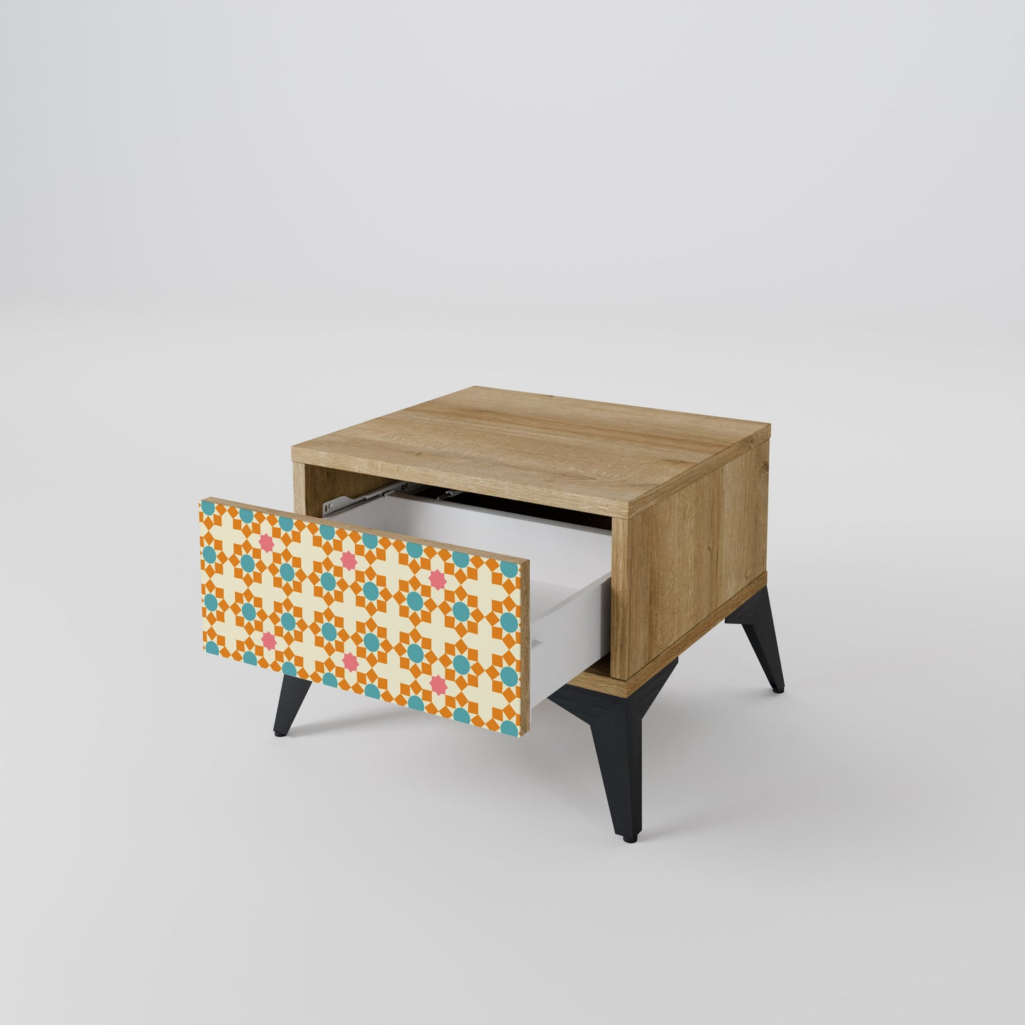 FLORAL DECOR Nightstand in Oak Effect